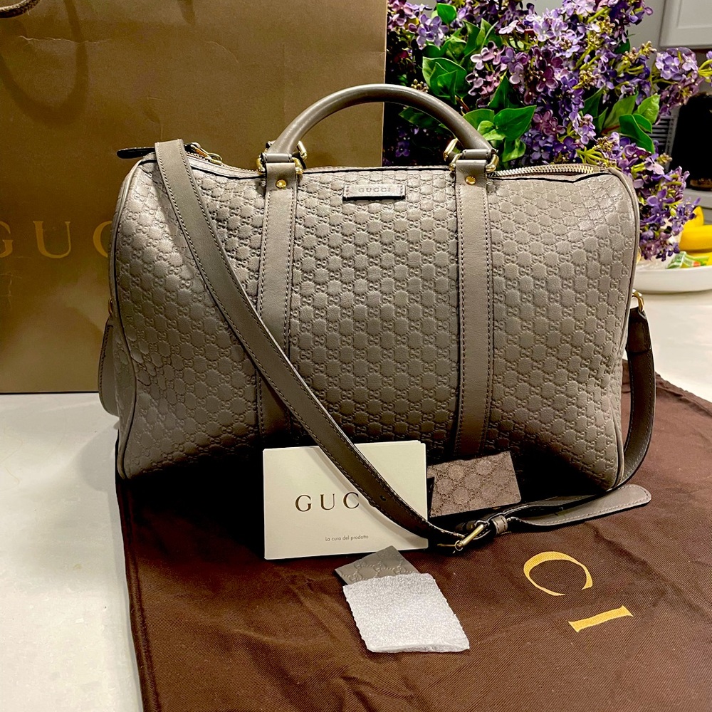 Gucci Microguccissima grey leather bag with shoulder strap large